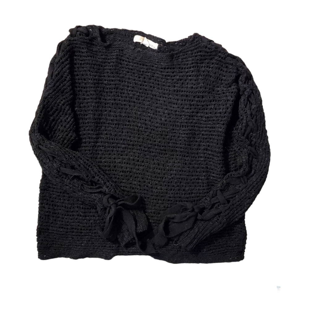 Rewind boat neck knit black sweater